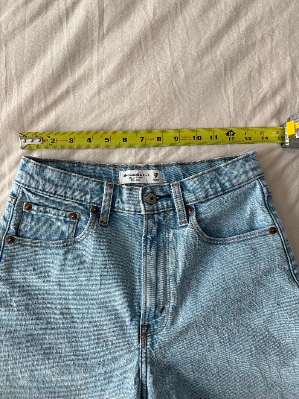 Abercrombie & Fitch Light Blue Denim High-Rise Shorts - Picture 6 of 6